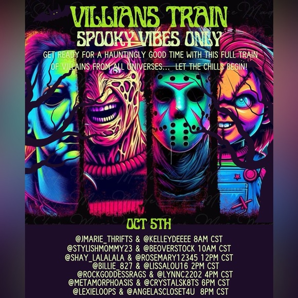 🖤💚 LIVE SHOW VILLAINS TRAIN 10/05/25— SPOOKY VIBES ONLY 💚🖤 - Picture 1 of 2